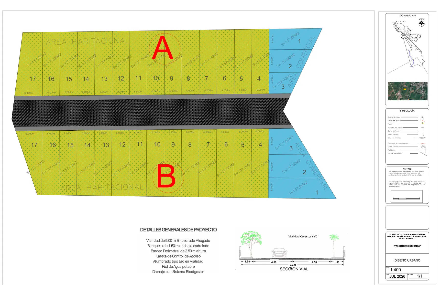 Plano de lotes de Fraccionamiento Las Moras